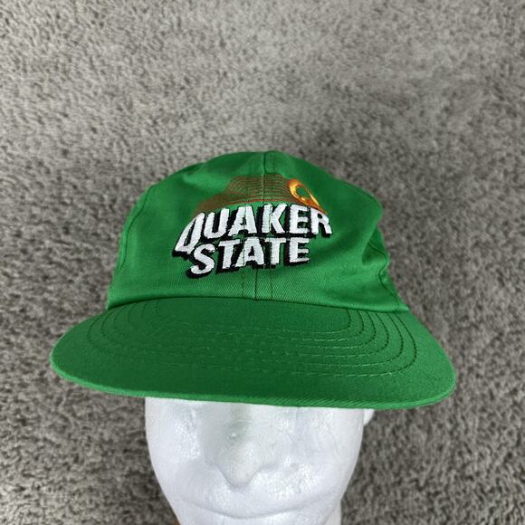 VTG Quaker State Hat Cap Snap Back Green Embroidered Advertising Mens Motor Oil - Picture 2 of 8